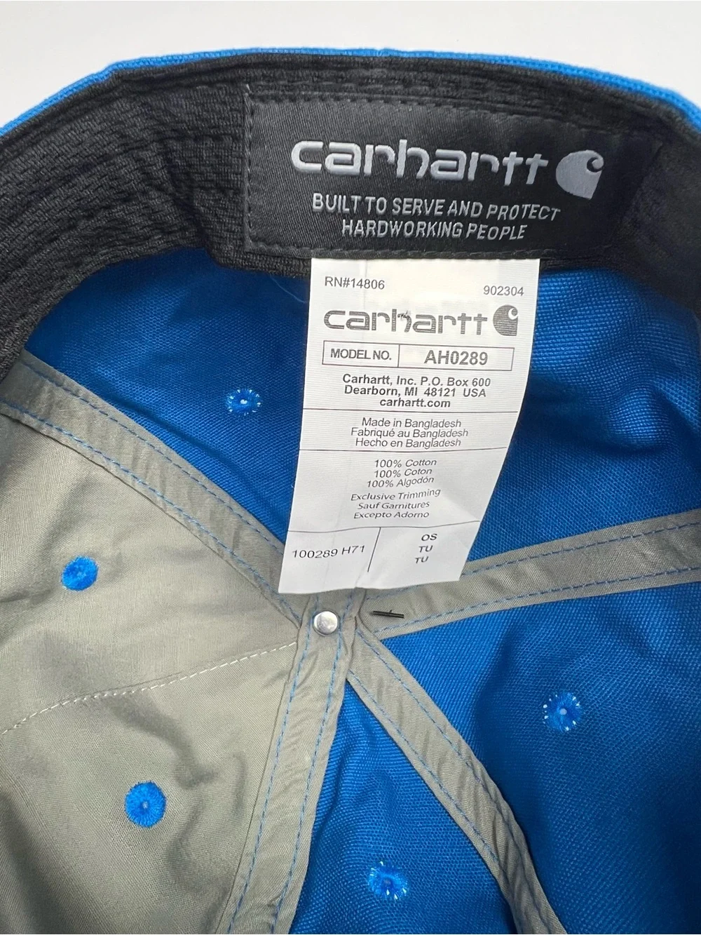 Carhartt Force Canvas Logo Hat Cap Blue Adjustable Strapback Unstructured Cotton